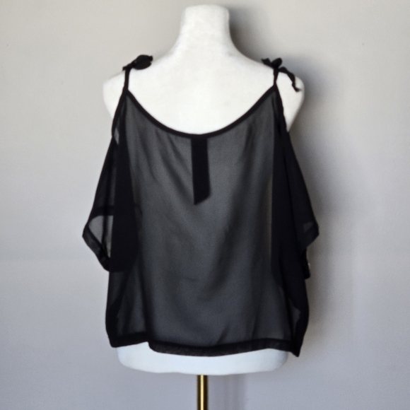 Lip Service Punk Alt Emo Skull Rose Cropped Tank Mesh Cold Shoulder Edgy Goth S - Picture 5 of 12